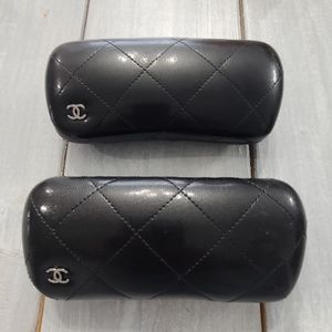 Chanel Sunglass Black Quilted Case Set of 2